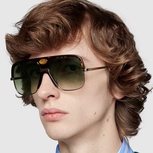 Men’s GUCCI Havana And Gold Aviator Sunglasses